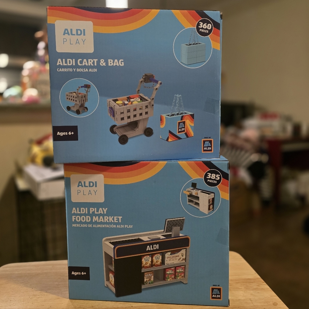 ALDI PLAY Cart & Bag, Food Market Activity Block Set
